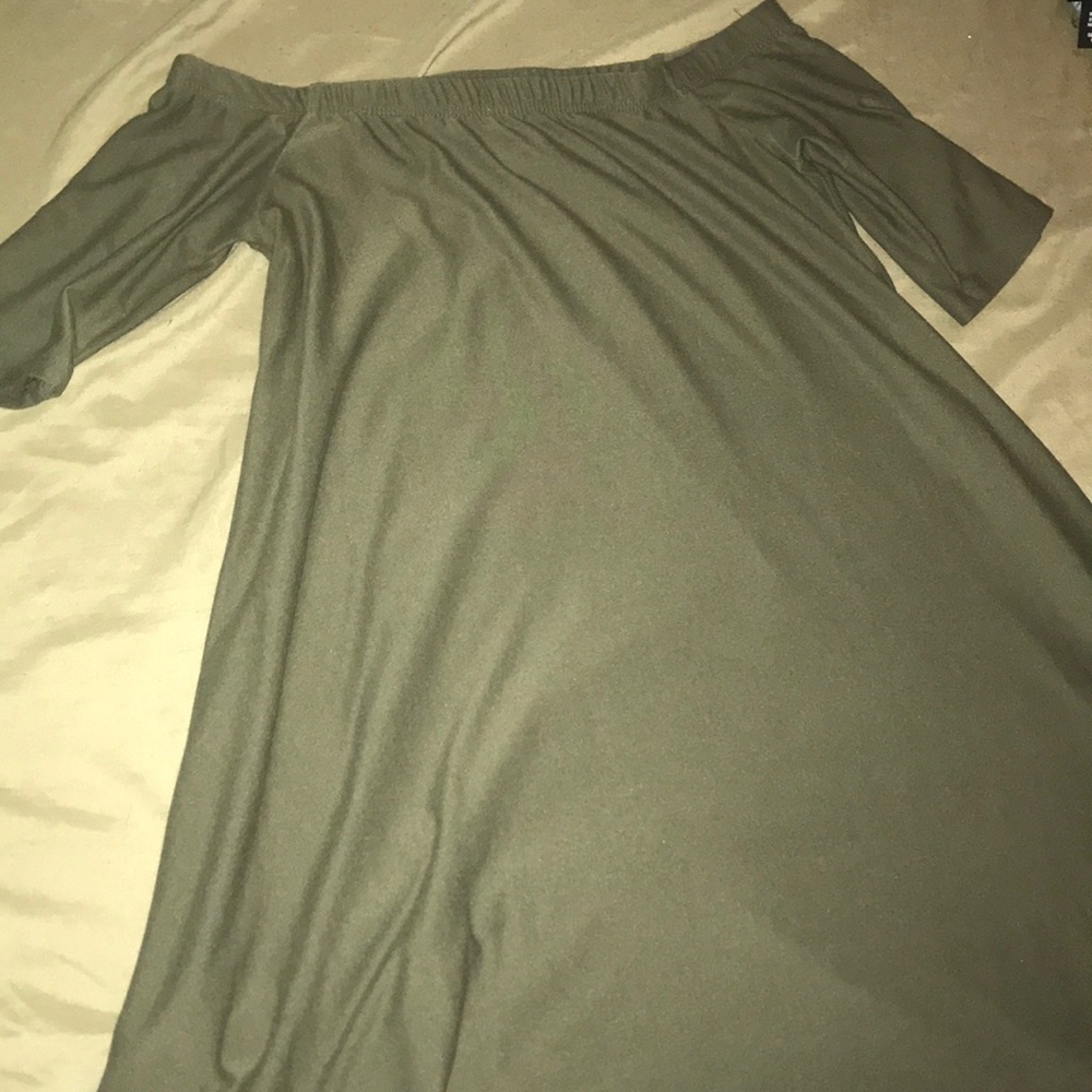 Army green off the shoulder dress